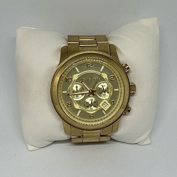 Michael Kors Runway MK8077 Men's Gold Stainless Steel Analog Dial Watch HME73 - Picture 1 of 11